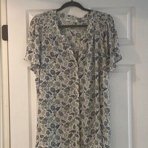 Rose & Olive Cream Ruffled Sleeve Mandarin Collar Blouse